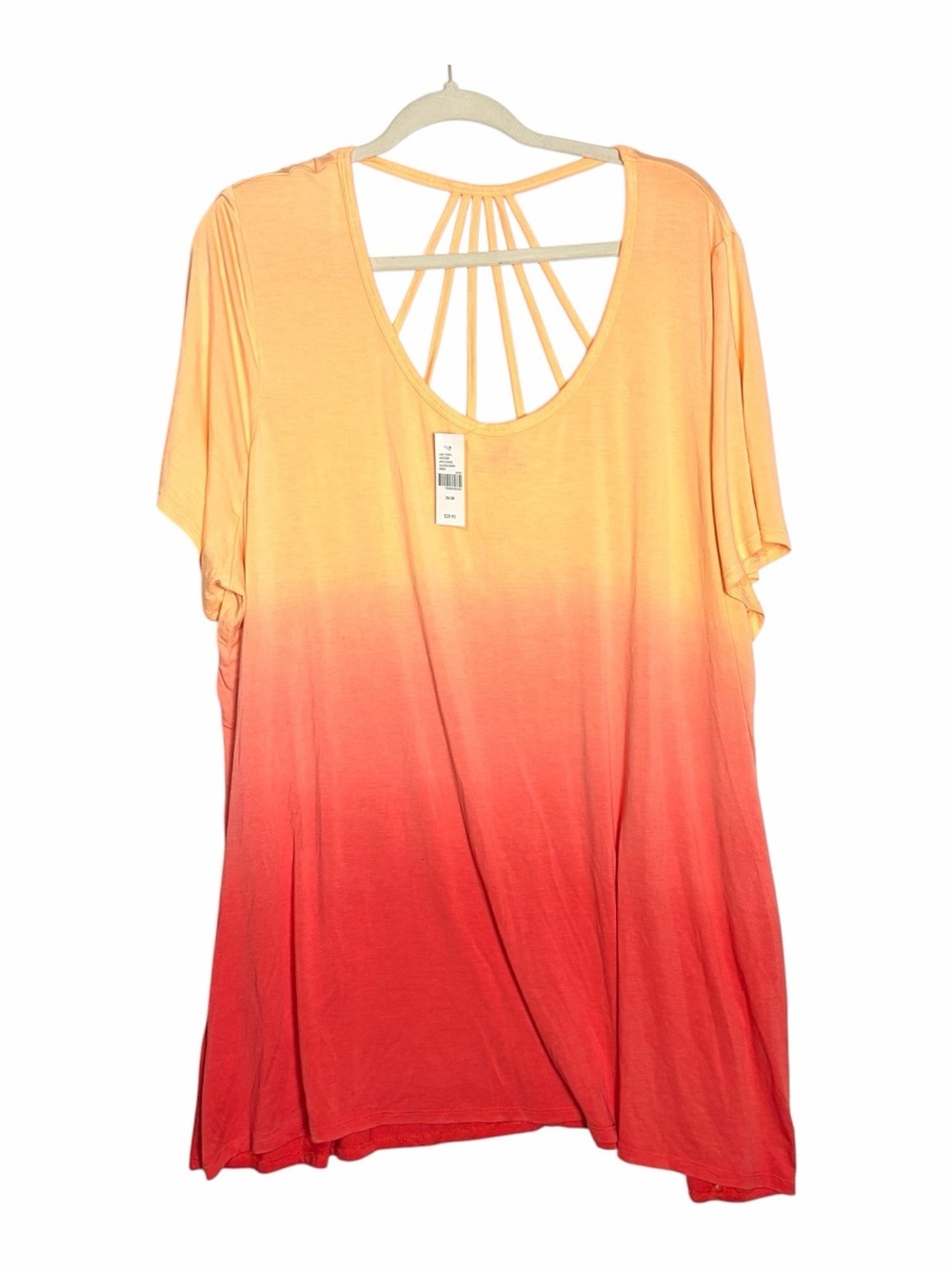NEW Lane Bryant Plus 26/28 sunset ombre short sleeve top Cover Up Ladder Detail